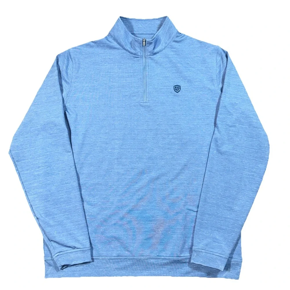 Peter Millar Performance Quarter zip Pullover Mens XL Blue Golf ESI Logo